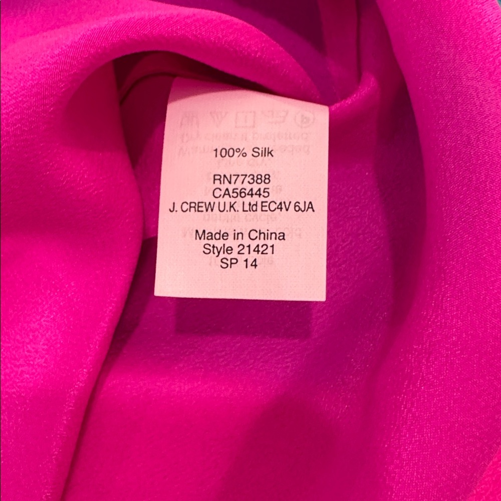 J.Crew 100% Silk Fuchsia Pink Camisole Tank Top Size Small Washable Feminine EUC - Picture 4 of 11